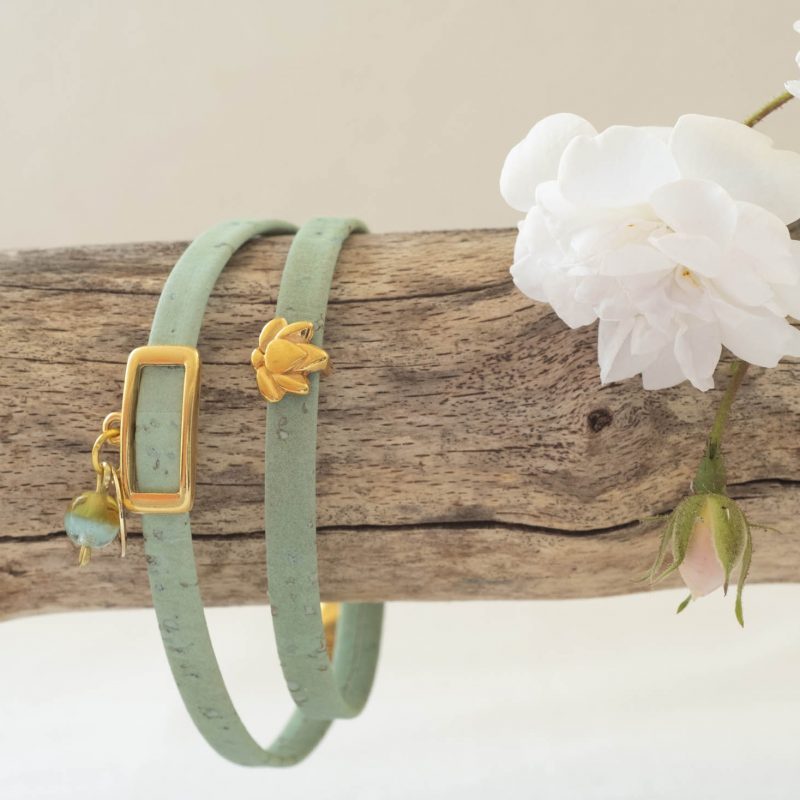 Korkarmband „Lotusblüte Glasperle“