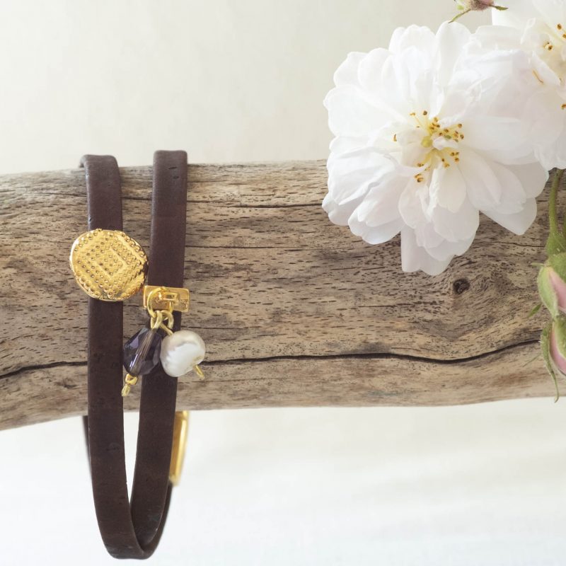 Korkarmband „Boho mit Perle“